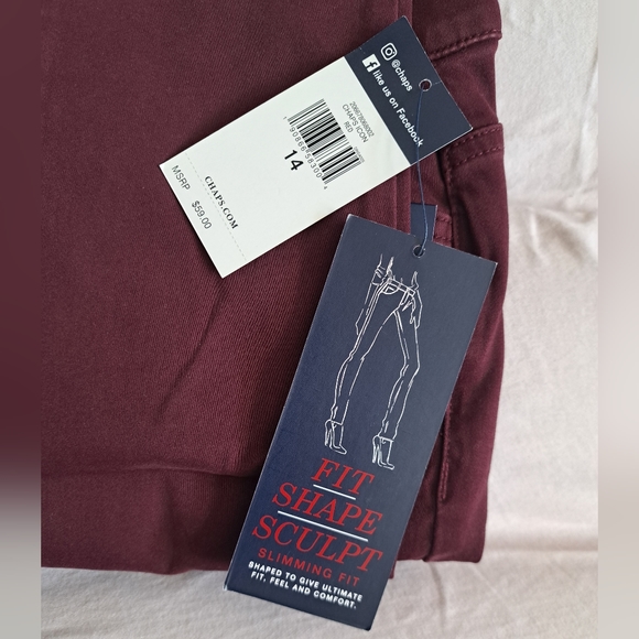 Womens Chaps Mid Rise•Comfort Elastic•Slim Leg•Size 14•Red - Picture 3 of 3